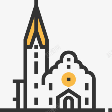 基督教堂地标14黄影图标图标