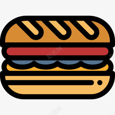三明治烧烤派对4原色图标图标
