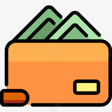 钱包银行和金融10线颜色图标图标