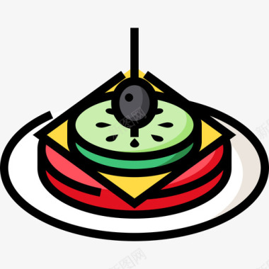 卡纳普夏季食品饮料4线性颜色图标图标