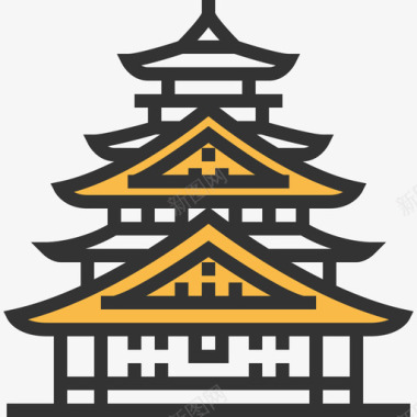 大阪城堡地标12黄影图标图标
