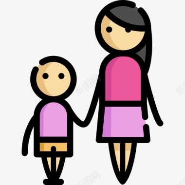 母性母亲节6线性颜色图标图标