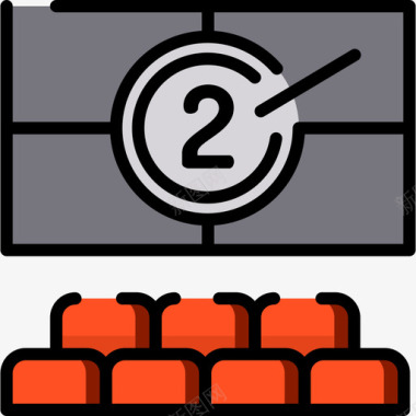 电影屏幕电影院12线性颜色图标图标