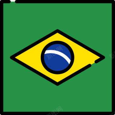 巴西国旗系列3方形图标图标