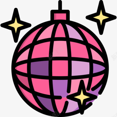 迪斯科舞会80年代6线性颜色图标图标