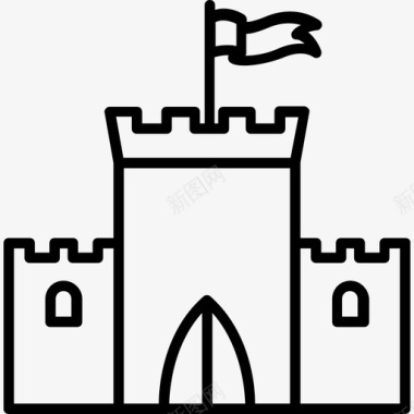 城堡中世纪7线性图标图标