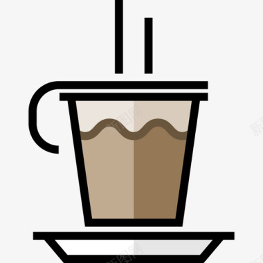 巧克力咖啡店元素2线性颜色图标图标
