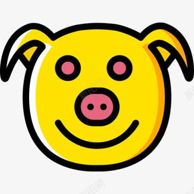 猪表情符号15黄色图标图标