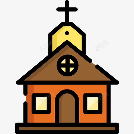 教堂复活节10线性颜色图标svg_新图网 https://ixintu.com 复活节10 教堂 线性颜色