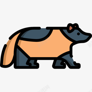 狼獾动物29线形颜色图标图标