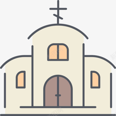 修道院宗教9颜色图标图标