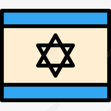 地图和旗帜犹太教3线颜色图标图标