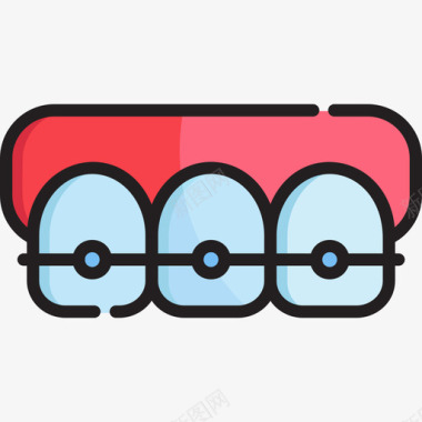 牙套牙齿护理7线性颜色图标图标