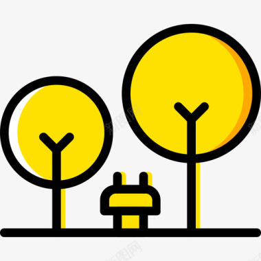 公园城市景观4黄色图标图标