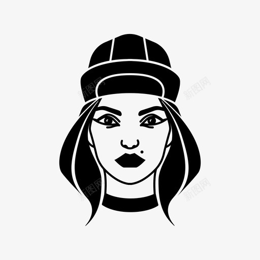 女孩帽子嘻哈图标svg_新图网 https://ixintu.com rnb 催眠师 嘻哈 女士 女孩 帽子