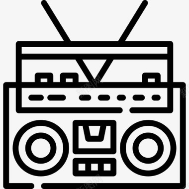 收音机80年代4线性图标图标