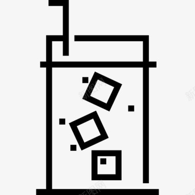 冰咖啡咖啡店元素线性图标图标