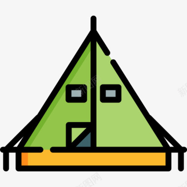帐篷探险运动7线性颜色图标图标