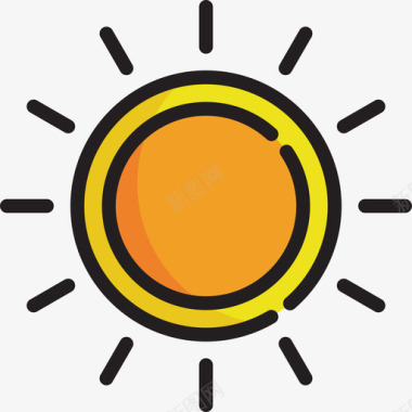 太阳51号天气线性颜色图标图标