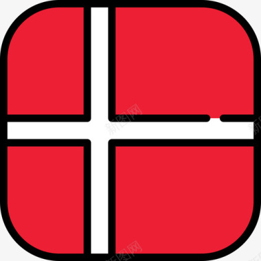 丹麦国旗系列6圆形方形图标图标