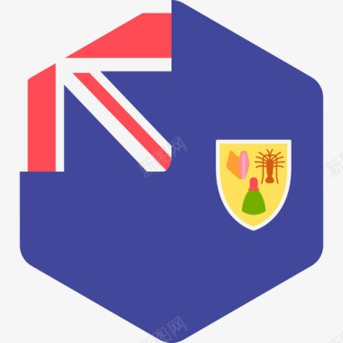 特克斯和凯科斯群岛国际旗帜2六边形图标图标