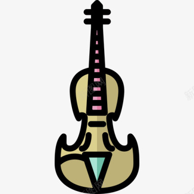 小提琴婚礼24线性颜色图标图标