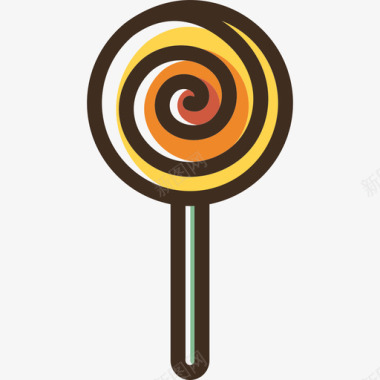 棒棒糖食品线性颜色食品套装图标图标