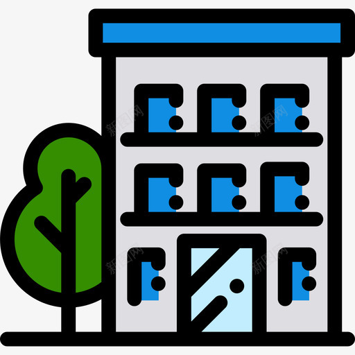 住宅城市元素7线性颜色图标svg_新图网 https://ixintu.com 住宅 城市元素7 线性颜色