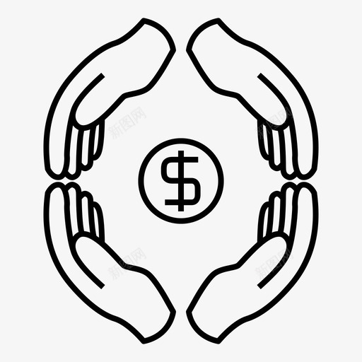 硬币美元手图标svg_新图网 https://ixintu.com 手 硬币 美元 贷款 金融 钱