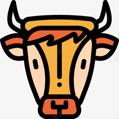 牛印度2线性颜色图标图标
