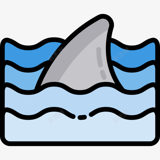 鲨鱼海洋生物2线性颜色图标svg_新图网 https://ixintu.com 海洋生物2 线性颜色 鲨鱼