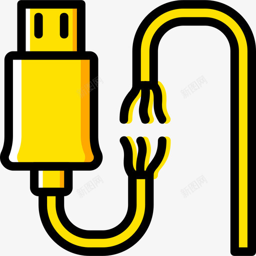 电缆断开连接器电缆4黄色图标svg_新图网 https://ixintu.com 电缆断开 连接器电缆4 黄色