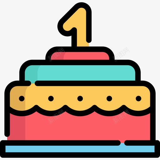 生日蛋糕家庭6线性颜色图标svg_新图网 https://ixintu.com 家庭6 生日蛋糕 线性颜色