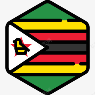 津巴布韦国旗收藏5六边形图标图标
