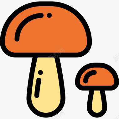 蘑菇野餐线形颜色图标图标