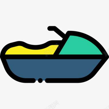 摩托艇运动型44线性颜色图标图标