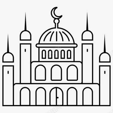伊斯兰教清真寺建筑图标图标