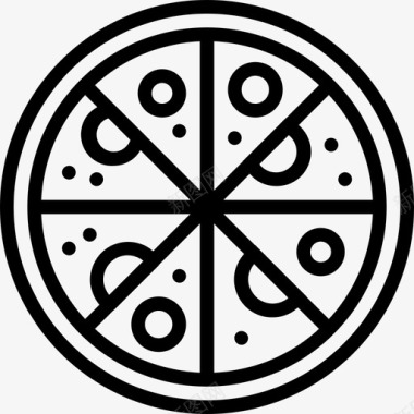披萨厨房用品3线状图标图标