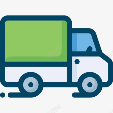 送货卡车商店和交货线性颜色图标图标