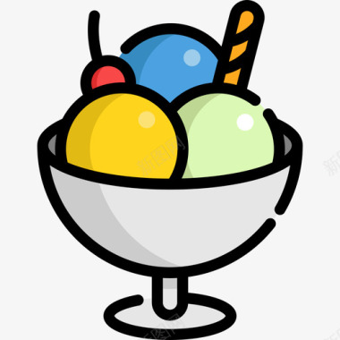 冰淇淋夏季食品饮料原色图标图标