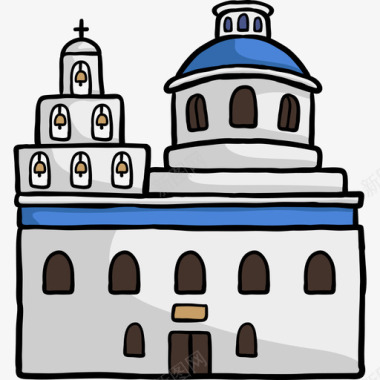 蓝色穹顶教堂世界的纪念碑色彩图标图标