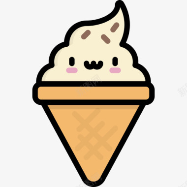冰淇淋卡瓦伊糖果原色图标图标