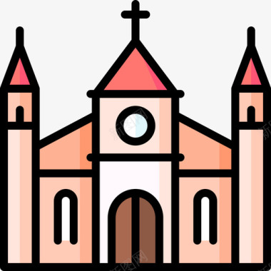 教堂第一次圣餐2直线颜色图标图标