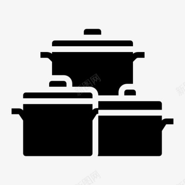 锅煮沸炊具图标图标