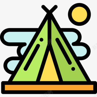 帐篷夏季8线性颜色图标图标