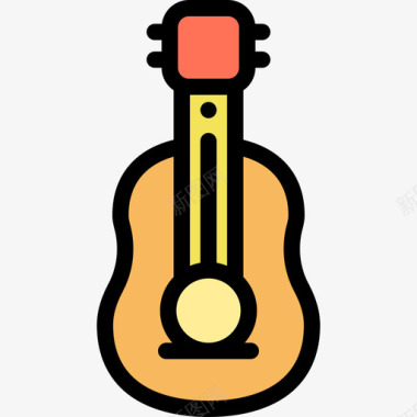 吉他巴西线性颜色图标图标