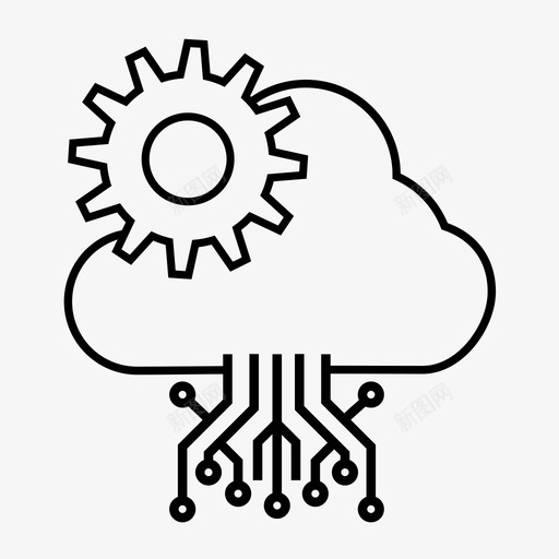 云电路装备图标svg_新图网 https://ixintu.com 云 人工智能图标集 电路 装备 设置