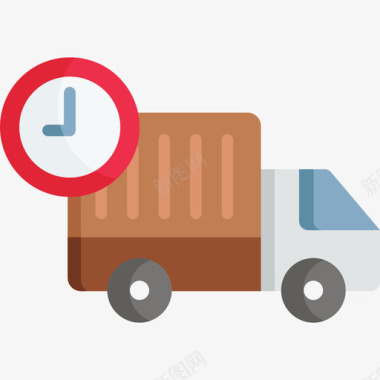 送货卡车装运和交付16扁平图标图标