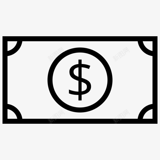 纸币美元美元钞票纸币图标svg_新图网 https://ixintu.com 支付 支付货币 电子商务线路图标 纸币 纸币美元 美元钞票