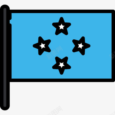 密克罗尼西亚旗帜收集2桅杆图标图标